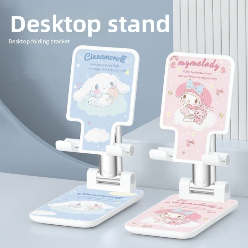 Desk Setup Kit - ที่วางโทรศัพท์ลายซินนามอโรล แฟชั่นน่ารัก พิมพ์ลายการ์ตูน พับได้ สำหรับวัยรุ่น ผู้หญิง