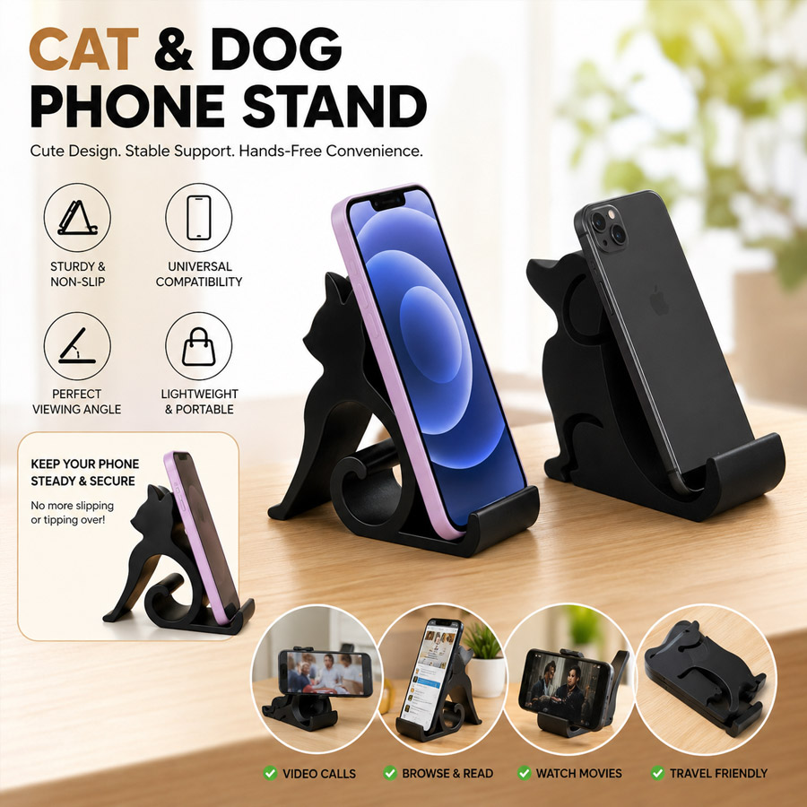 Desk Setup White - ที่วางโทรศัพท์/แท็บเล็ต 3D รูปแมว/สุนัข น่ารัก 1 ชิ้น
