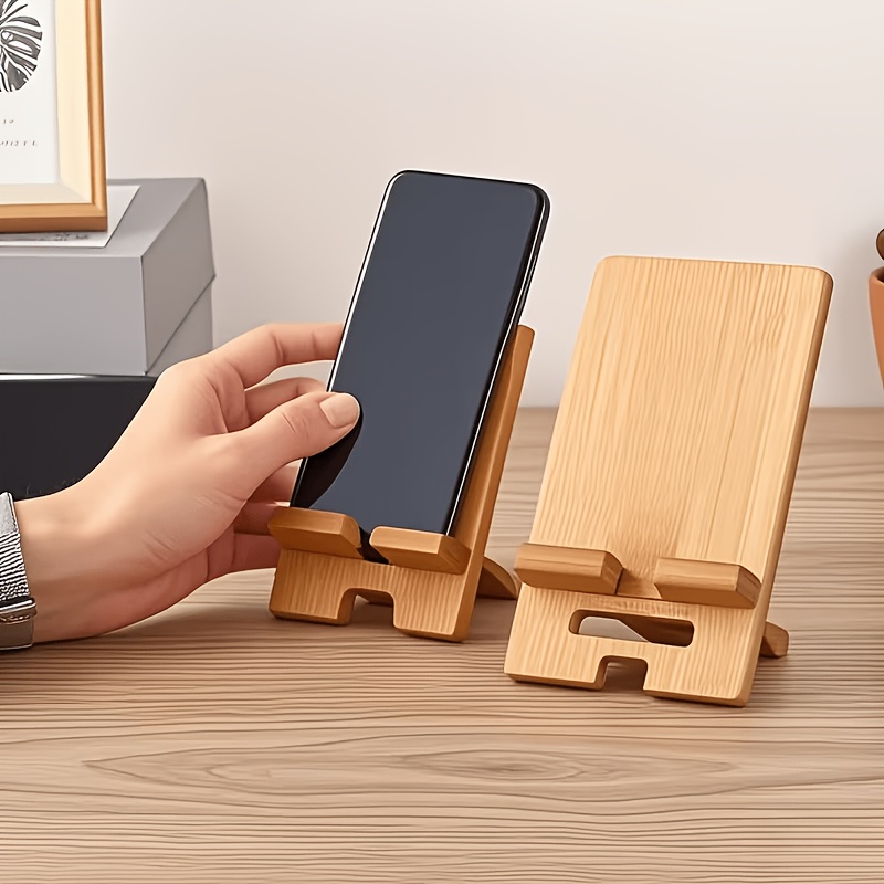 Desk Setup Kit - 2 ชิ้น/4 ชิ้น/ชุด ที่วางโทรศัพท์ไม้ไผ่ ปรับระดับได้ พับเก็บได้