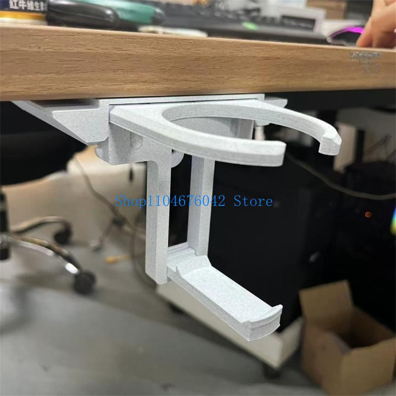 Desk Setup Workspace - 652F พับได้ใต้โต๊ะผู้จัดเครื่องดื่มปรับความยาวได้ที่วางแก้วสำหรับพื้นที่ทำงานการตั้งค่าการเล่นเกมการจัดเก็บ