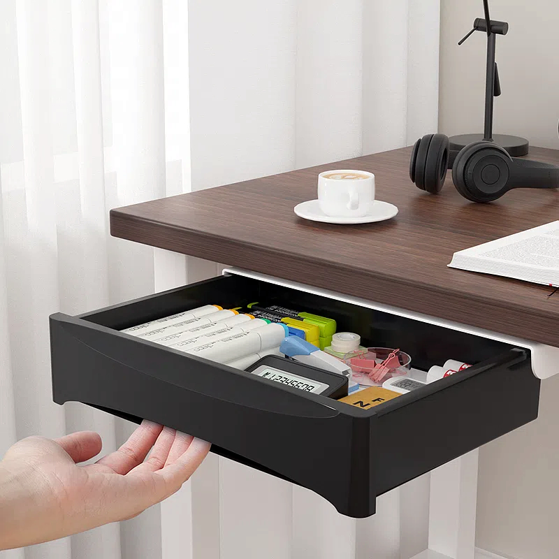 Desk Setup Workspace - ตู้เก็บของใต้โต๊ะขนาดเล็กพร้อมฐานเคลื่อนที่ ลิ้นชักซ่อน และการจัดการสายเคเบิลเพื่อการตั้งค่าพื้นที่ทํางานอย่างมีประสิทธิภาพ