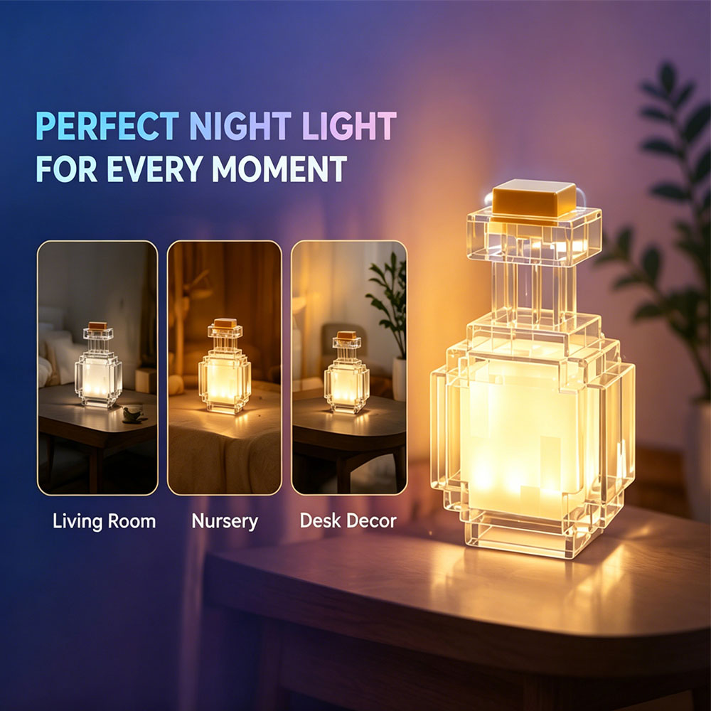Desk Setup Aesthetic - ขวดพิกเซลโพชั่นสุดฮิตปี 2026 ของตกแต่งพร้อมไฟ LED RGB 7