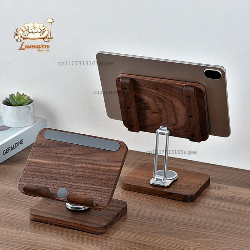 Desk Setup With Ipad - ขาตั้ง iPad ไม้แบล็ควอลนัท หมุนได้ 360 องศา