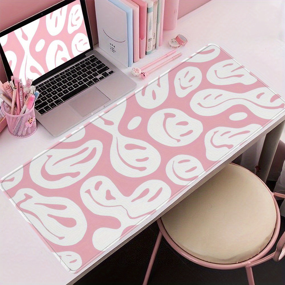 Desk Setup Workspace - แผ่นรองเมาส์สีชมพูสวยงามขนาดใหญ่พร้อมที่จัดเก็บเครื่องเขียน – ของตกแต่งสำนักงานสไตล์น่ารักสำหรับการเรียนและการจัดเตรียมพื้นที่ทำงานที่บ้าน