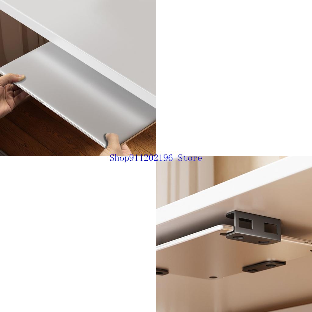 Desk Setup Build - ที่วางโน้ตบุ๊กใต้โต๊ะ ที่เก็บของ โครงสร้างเหล็กกล้าคาร์บอน ติดตั้งง่ายไม่ต้องใช้เครื่องมือ