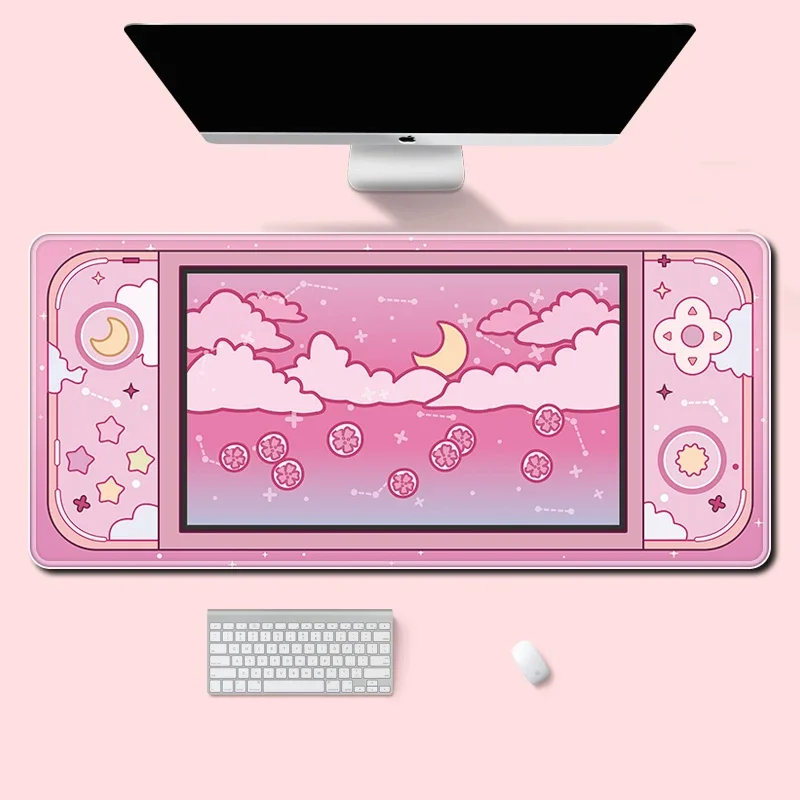 Desk Setup Aesthetic - ดวงจันทร์และดาวขนาดใหญ่โต๊ะ Kawaii Aesthetic Mouse Pad น่ารัก