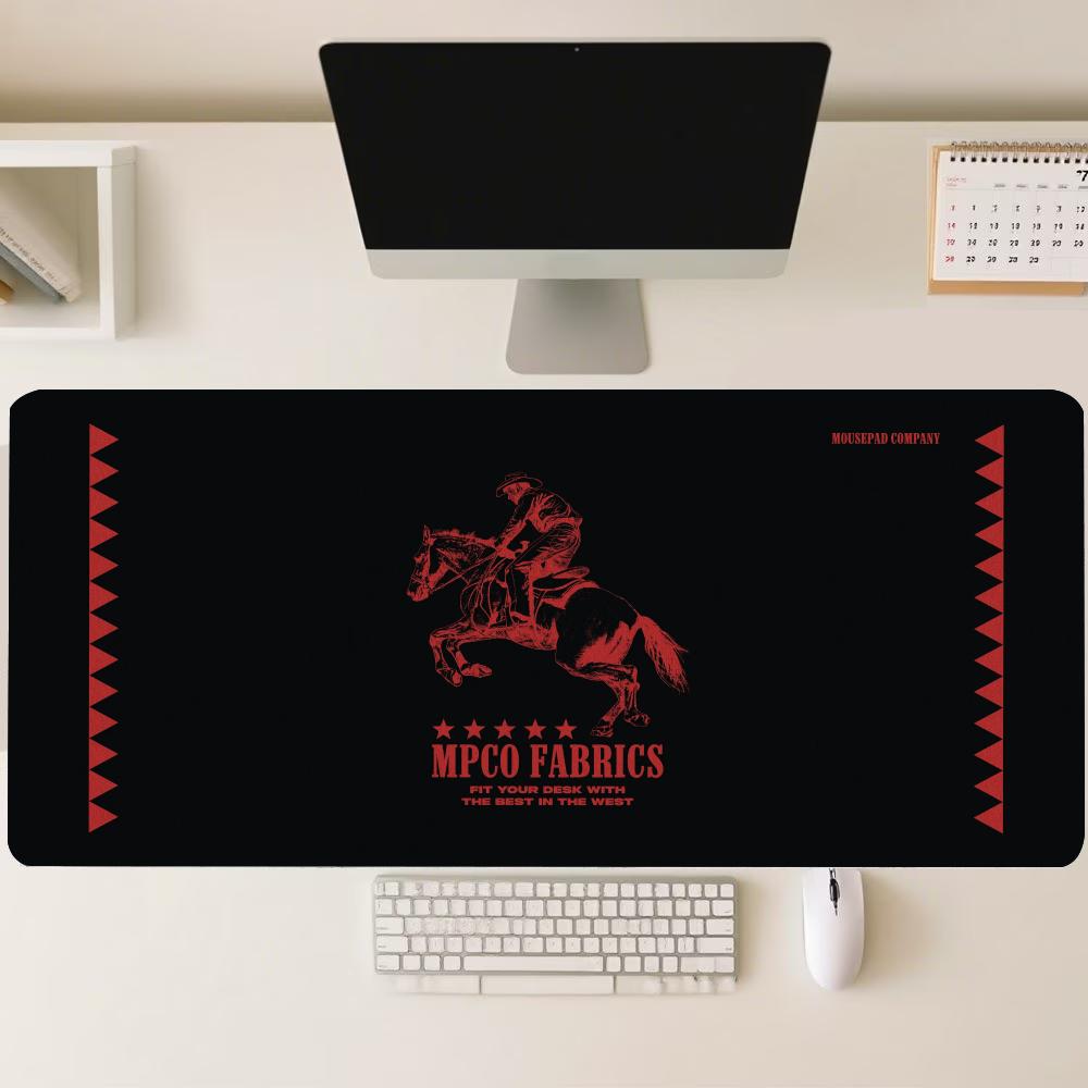 Desk Setup Workspace - แผ่นรองเมาส์ขนาดใหญ่ลายกราฟิกอัศวินย้อนยุค ขอบเย็บกันลื่น สำหรับการตั้งค่าเกมและพื้นที่ทำงานในสำนักงาน