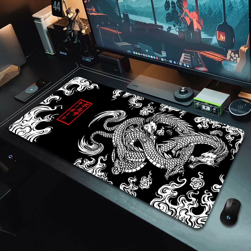 Desk Setup Japan - มังกรญี่ปุ่นขนาดใหญ่ Gaming Mousepad XXL คีย์บอร์ด Gamer