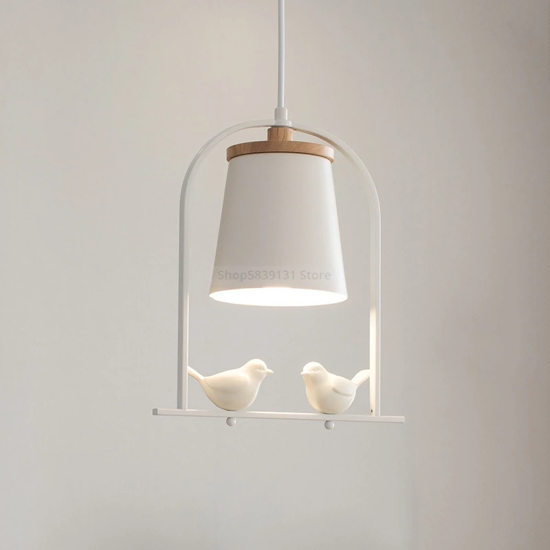 Desk Setup White - Nordic Minimalist โคมไฟติดเพดานร้านอาหารโมเดิร์น LED โคมไฟโต๊ะทานอาหารข้างเตียงนอนแขวนกรอบไฟ E27
