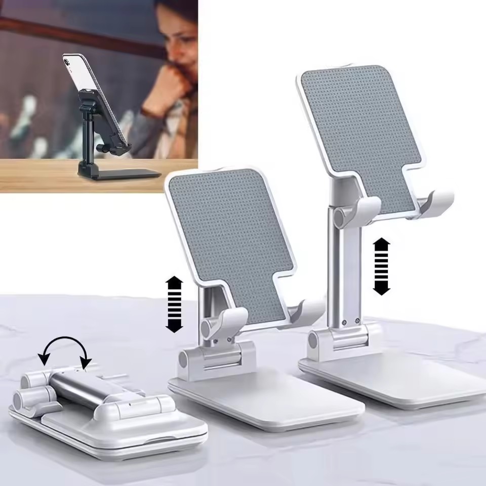 Desk Setup Table - แท่นวางแท็บเล็ตตั้งโต๊ะคุณภาพสูง พับได้ ปรับระดับได้ รองรับโทรศัพท์มือถือ