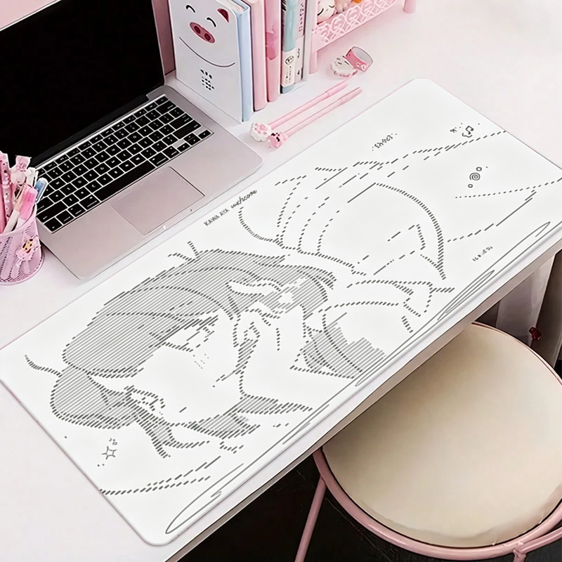 Desk Setup Cozy - แผ่นรองเมาส์หนังลายการ์ตูนอนิเมะสาวน้อย Y2k น่ารัก ขนาดใหญ่ สำหรับคีย์บอร์ดคอมพิวเตอร์ แผ่นรองโต๊ะหนัง