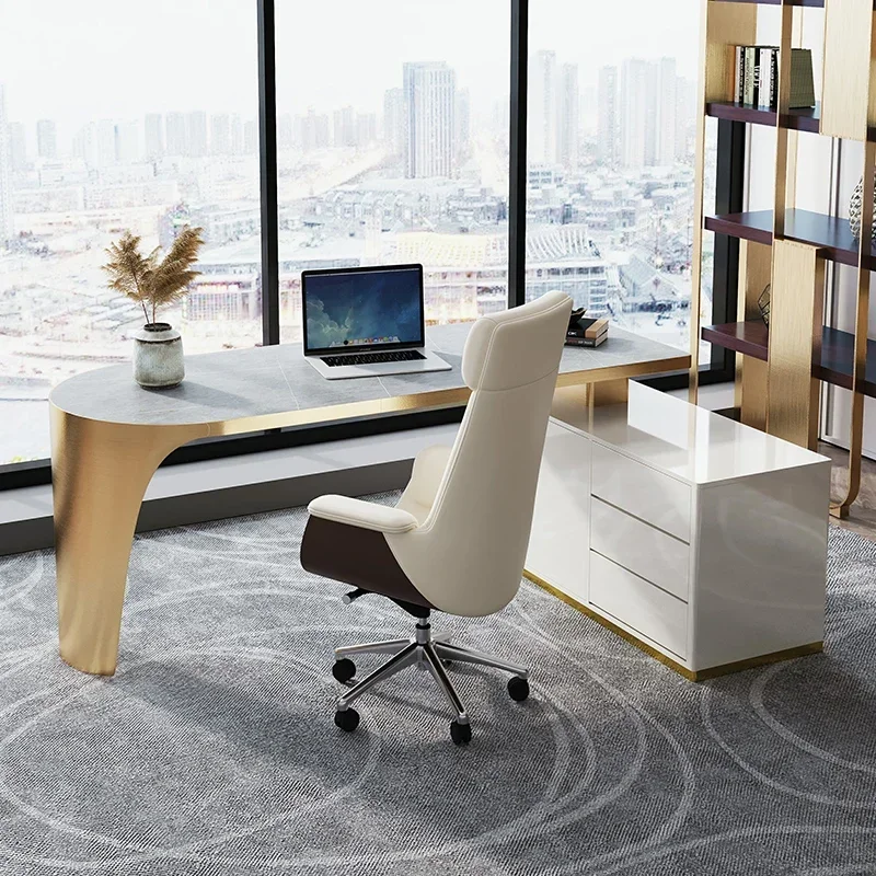 Desk Setup Study - โต๊ะทำงานผู้บริหารสไตล์ยุโรป โต๊ะข้างเตียงขนาดกลางสำหรับห้องนอน โต๊ะทำงานพร้อมอุปกรณ์เสริมสำหรับการจัดโต๊ะทำงาน โต๊ะข้างเตียงสำหรับการอ่านหนังสือ เฟอร์นิเจอร์ทันสมัย