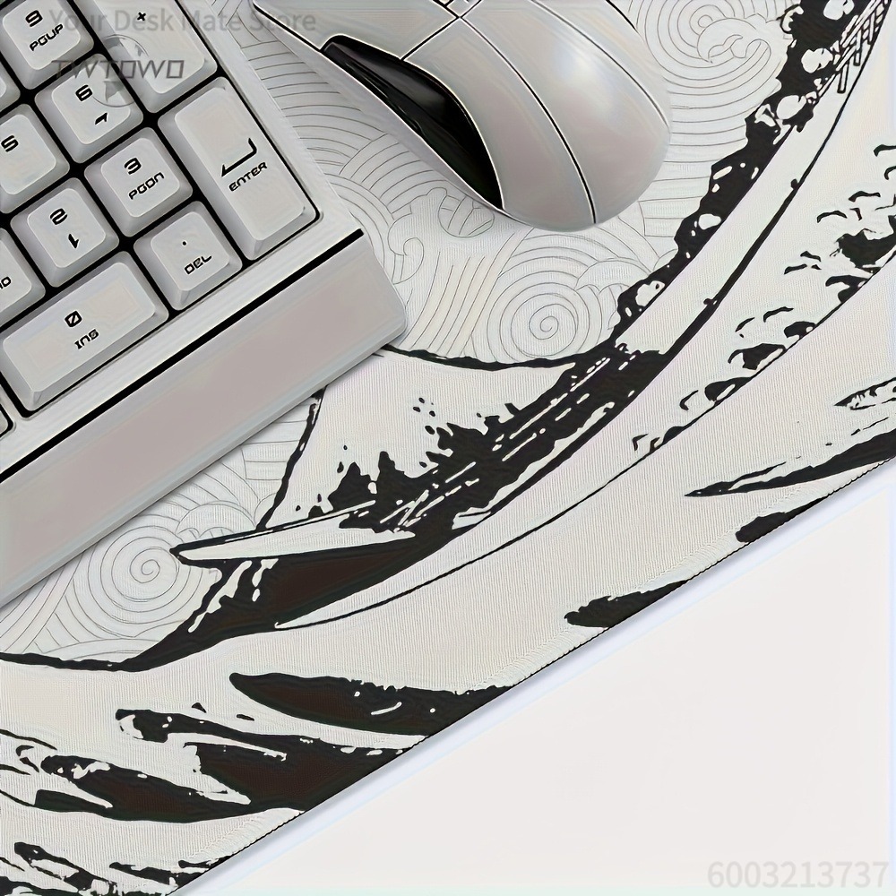 แผ่นรองโต๊ะลายคลื่นสีดำขาว ขนา - Desk Setup Aesthetic บทวิจารณ์และราคา