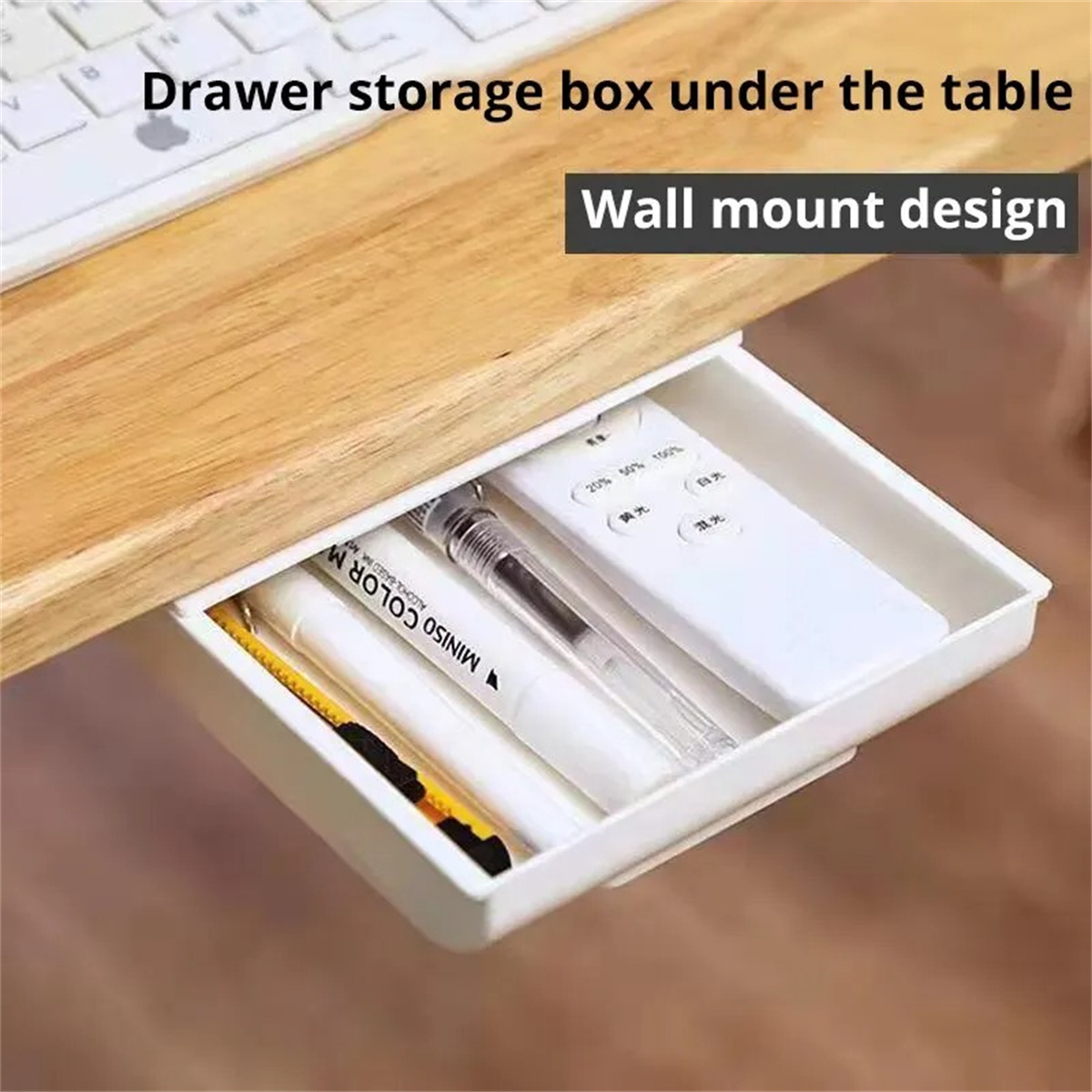 กล่องเก็บของแบบมีกาวในตัว สีขา - Desk Setup White บทวิจารณ์และราคา