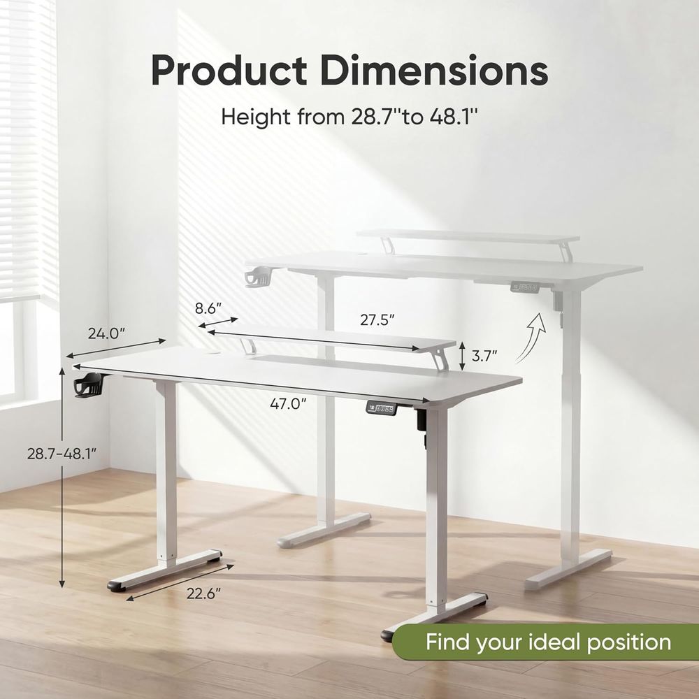 โต๊ะทำงานแบบยืน-นั่งปรับระดับค - Desk Setup White บทวิจารณ์และราคา