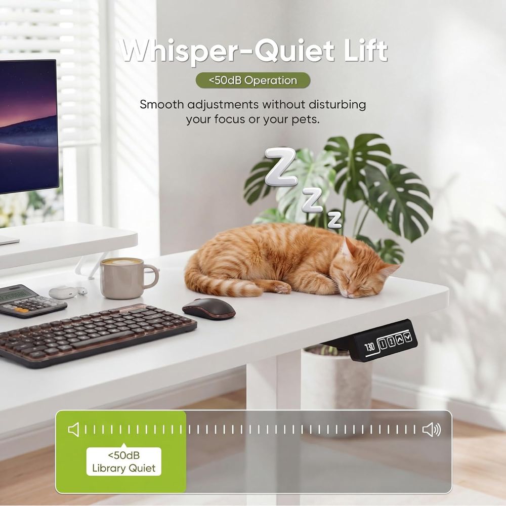 โต๊ะทำงานแบบยืน-นั่งปรับระดับค - Desk Setup White บทวิจารณ์และราคา