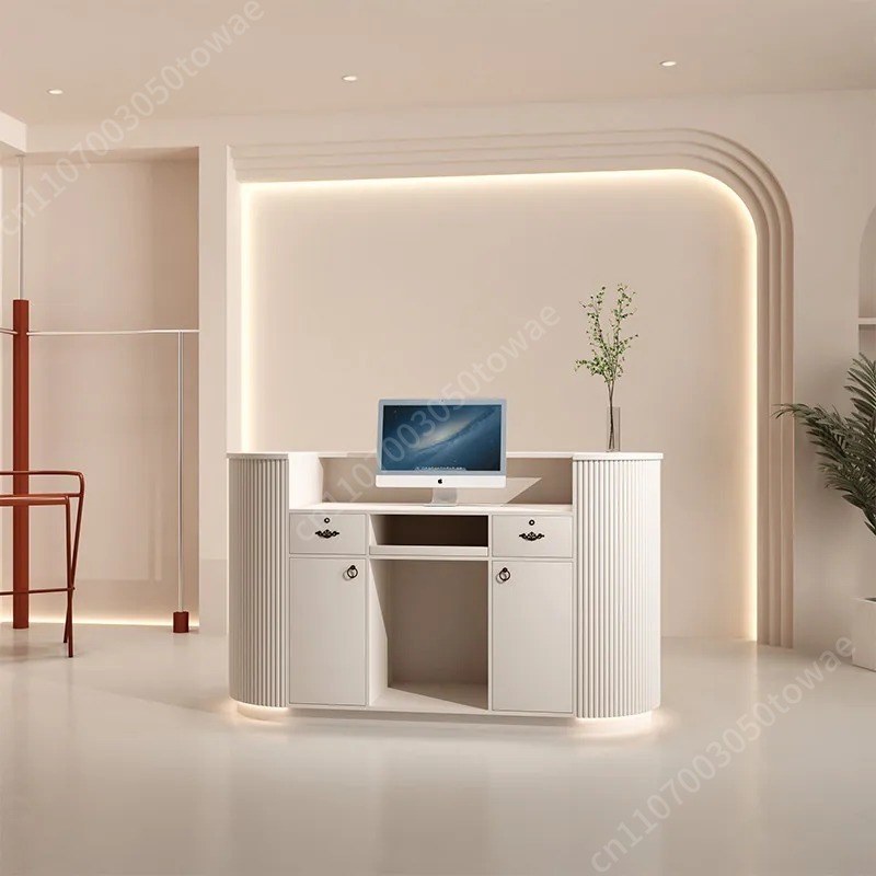 เคาน์เตอร์ต้อนรับโค้งแนวตั้งลา - Desk Setup White บทวิจารณ์และราคา