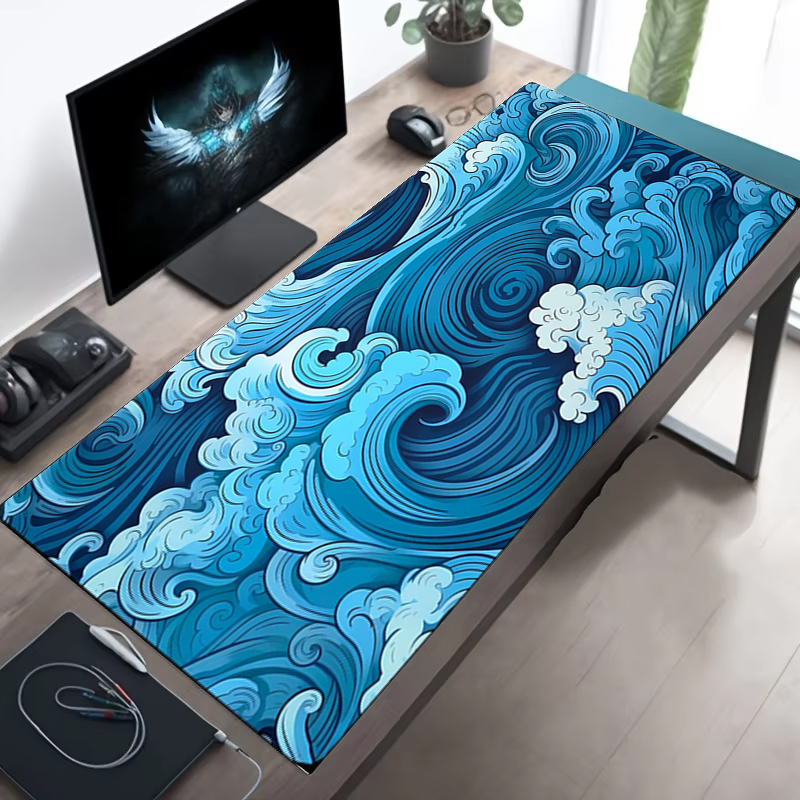 แผ่นรองเมาส์ลายคลื่นสีฟ้าญี่ปุ - Desk Setup Japan บทวิจารณ์และราคา